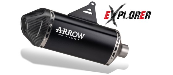 ARROW EXPLORER Aluminum Exhaust, Black with Carbon Fiber End Cap, for BMW R12 G/S (25-)