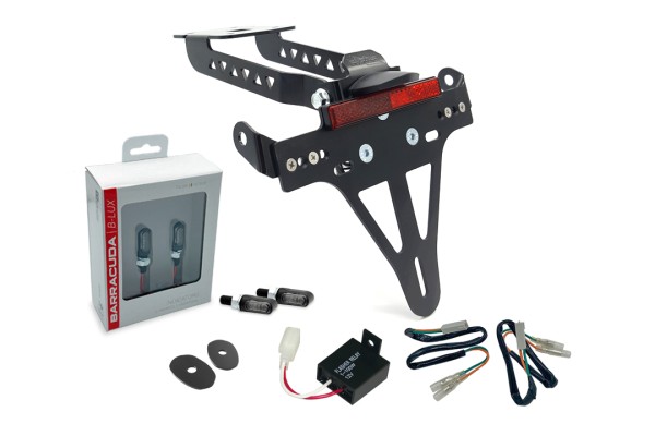 alpha Technik Kennzeichenhalter-Blinker-Kit M-LED (vorne + hinten) für Kawasaki Z650 und Ninja 650 T