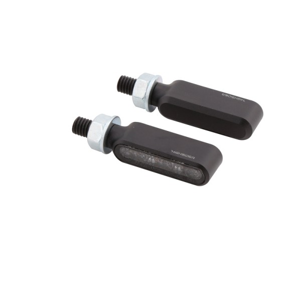 HIGHSIDER Pro Bronx-MX LED turn signal housing black / lens smoke gray (pair), front & rear