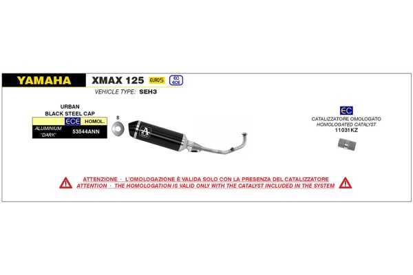 ARROW Auspuff DARK URBAN für Yamaha XMAX 125 Modelljahr 2021-2022