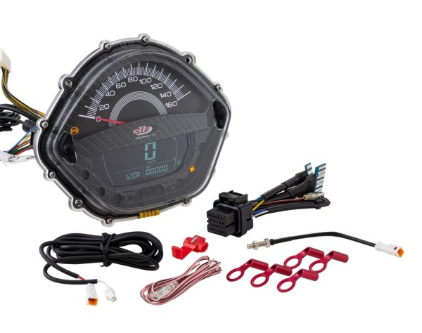Tachometer/speedometer for Vespa GT/GT L 125/200cc/ GTS 125cc, carbon-look